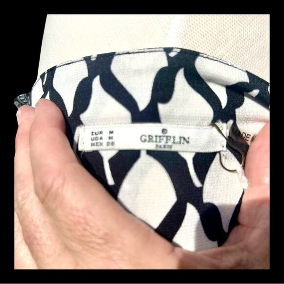 Grifflin Paris Size Medium Black and White Maxi Eastern Patterned Women's Dress - Picture 7 of 13